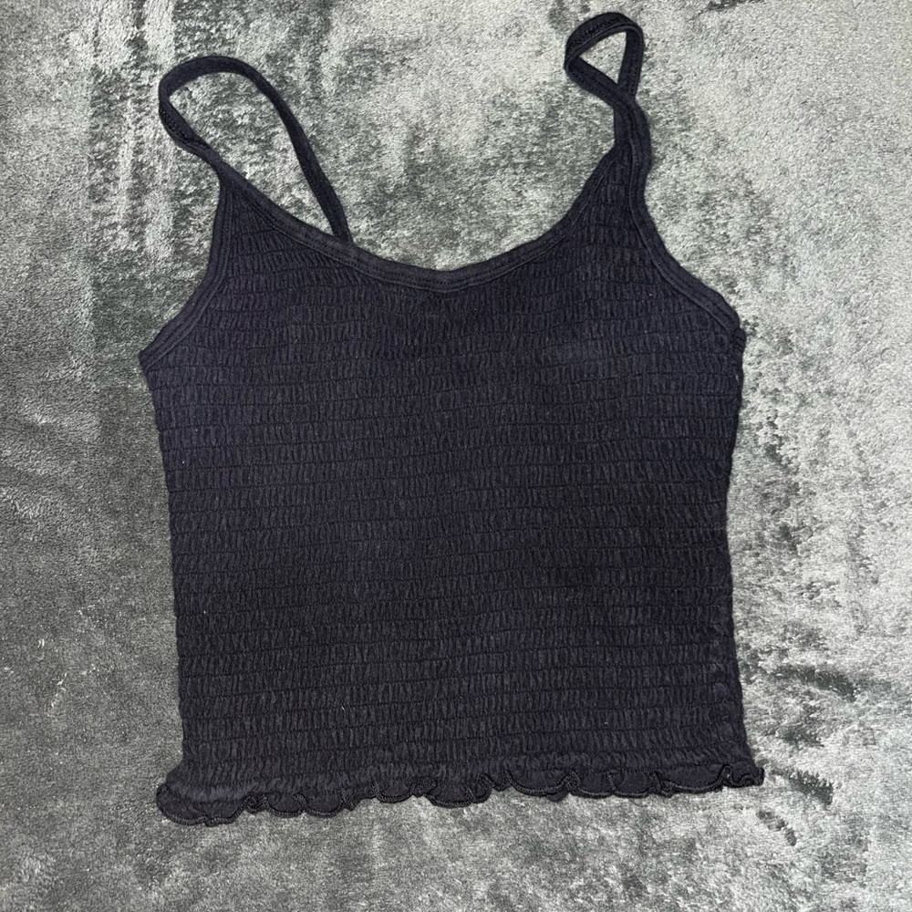 Hollister Black Ribbed Crop Camisole